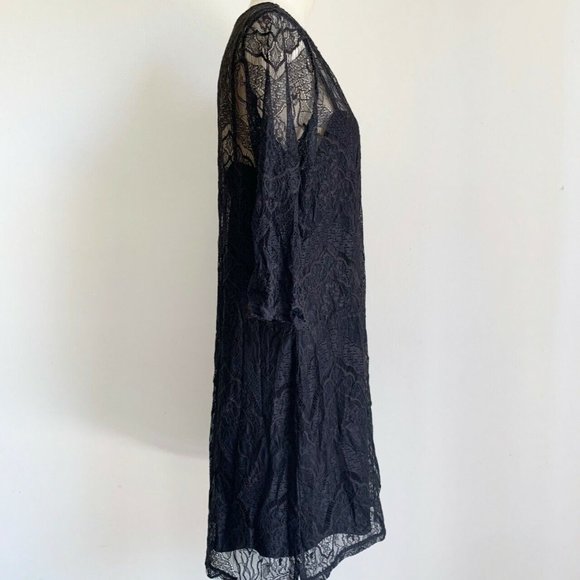 Divided by H&M Black Lace Sheer Bodycon Party Quarter Sleeve Mini Dress (Size M) - Picture 4 of 16